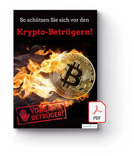Cover des PDF-Reports: So schützen Sie sich vor den Krypto-Betrügern! - Vorsicht Betrüger!
